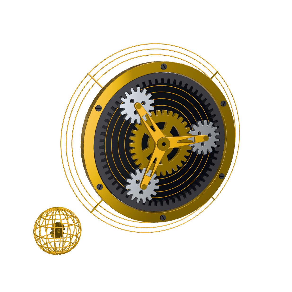 The Alphio gold gear clock